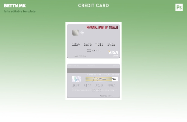 Модерен стил Тувалу Народната банка на Тувалу шаблон за виза дебитна картичка